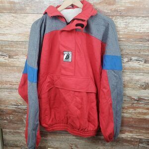 Balenciaga Homme 18 Pullover Colorblock Hooded Jacket Red Size Small
